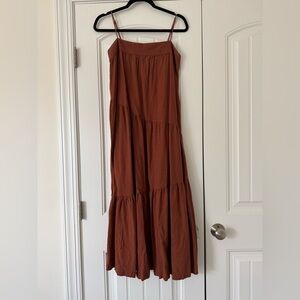 Abercrombie Brown Linen Blend Maxi Dress